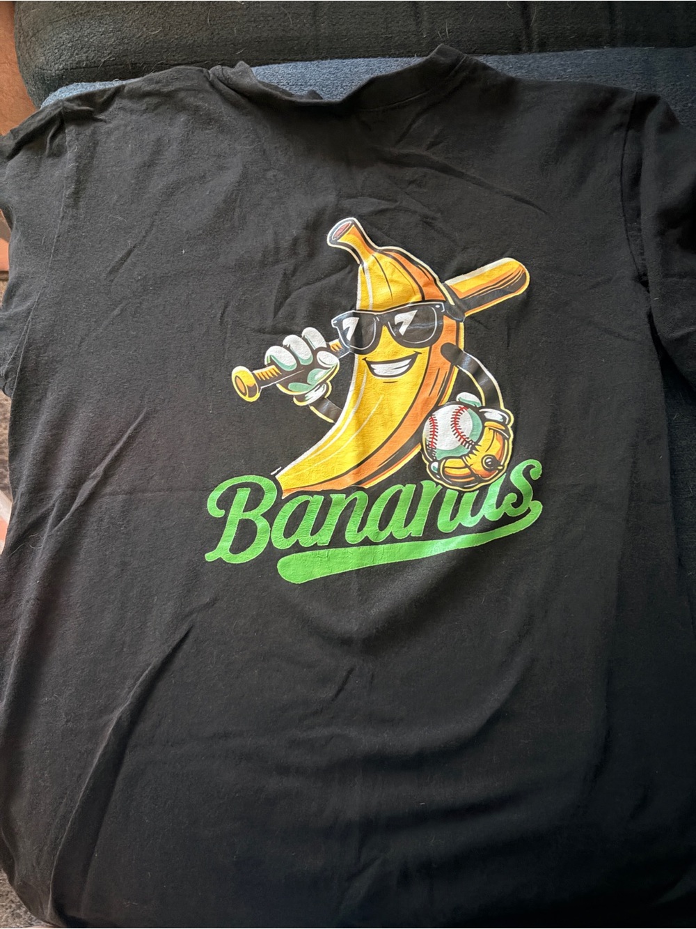 Youth SHEIN Black Short Sleeve Tee with Yellow Banana Baseball Graphic